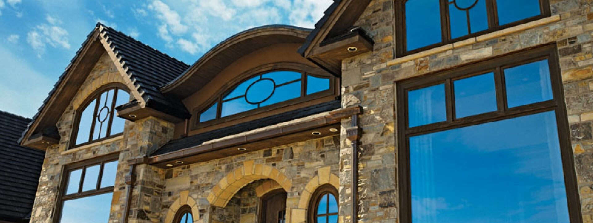 Beautiful house with wooden roof top image